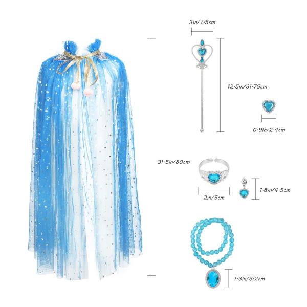 Silk Dress Pink Blue Children'S Clothing Accessories Dress With Tiara Crown Cape Set