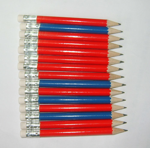 with customized logo and white eraser black round shape wood golf pencil