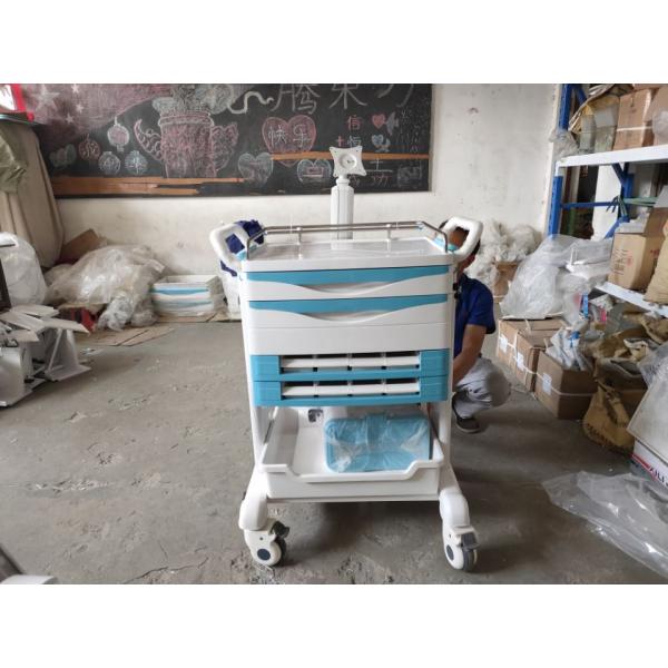 Luxury Patient Resuscitation Crash Cart Hydraulic Wheels Manual Trolley