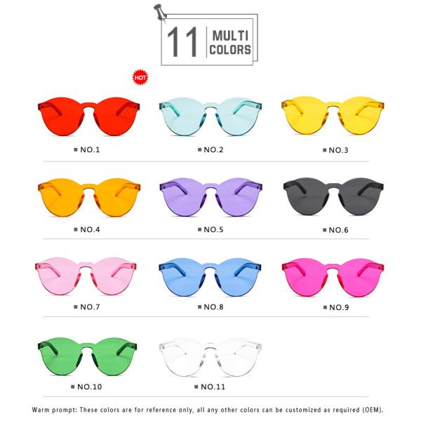 Colorful One Piece Lens Transparent Round Retro Hot Sale Sunglasses