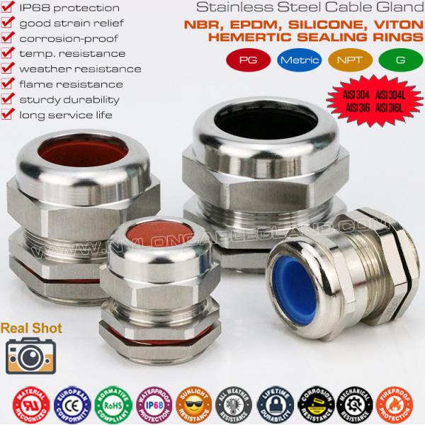 Rustless Cable Glands Thread Metric & PG Waterproof IP68 Stainless Steel SUS304,