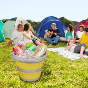 Collapsible Plastic Bucket with 1.32 Gallon (5L) Each, Foldable Round Tub, Space