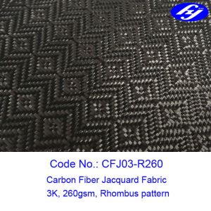 Rhombus Pattern 3K Twill Weave Carbon Fiber / Decoration Black Jacquard Fabric