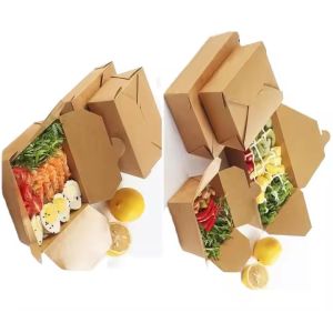 Customized Kraft Paper Takeaway Boxes Eco-Friendly Recyclable Fast Food