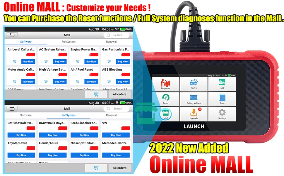 2024 New- LAUNCH X431 CRP123E V2.0 Car OBD2 Diagnostic Tools Auto OBD Scanner ABS SRS Engine AT+ 7 Reset Service Free Up