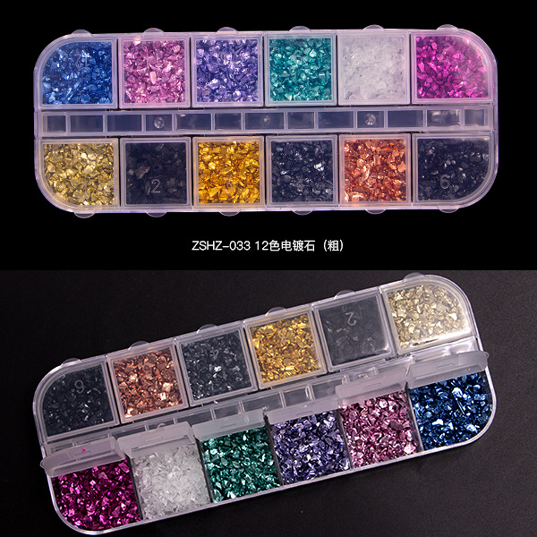 12 Grid Rhinestone Nail Stones Crystal Multi Shape Glass Diamonds Nails Art Decoration