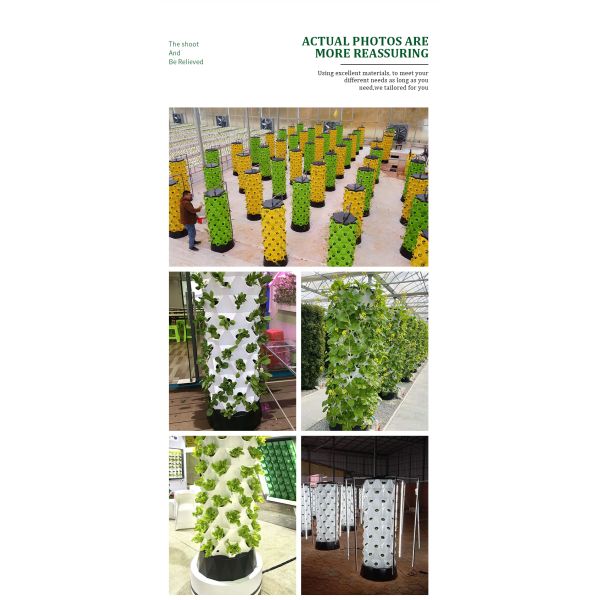Large Size Tower Shape Hydroponic Growing System for Home Use with 30L Water Tank and 8 Layers