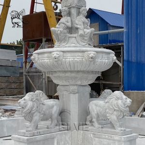 Modern Water Fountains Marble Lions Fountain Large Stone Carving Garden