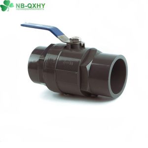 QX Stainless Steel Handle Plastic PVC 2 Pieces Ball Valve with Socket/Threaded