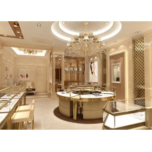 Fully - Assembled Gold Metal Showroom Display Cases Customized 3D Design