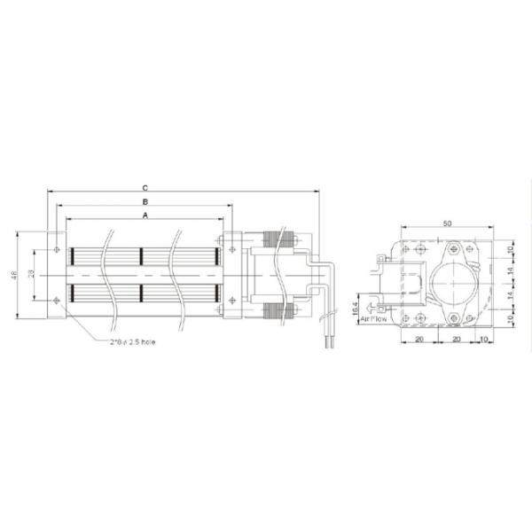 Waterproof 30mm x 290mm Ac Cross Flow Fans For Industrial Cooling , Heat Resistant