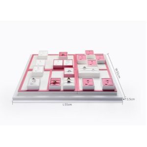 Leather Jewelry Display Kit Showcase Multiple Wedding Ring Holder Set