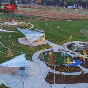 Deluxe Modern Outdoor Scenic Pavilion and Custom Print Method SCULPTURE Creative