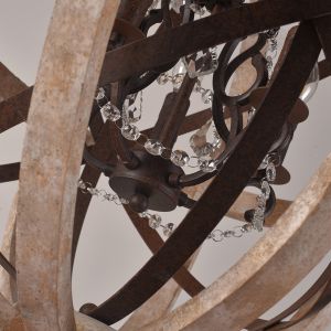 Retro Chandelier Lighting Industrial Hanging Pendant Lamp Globe Wooden