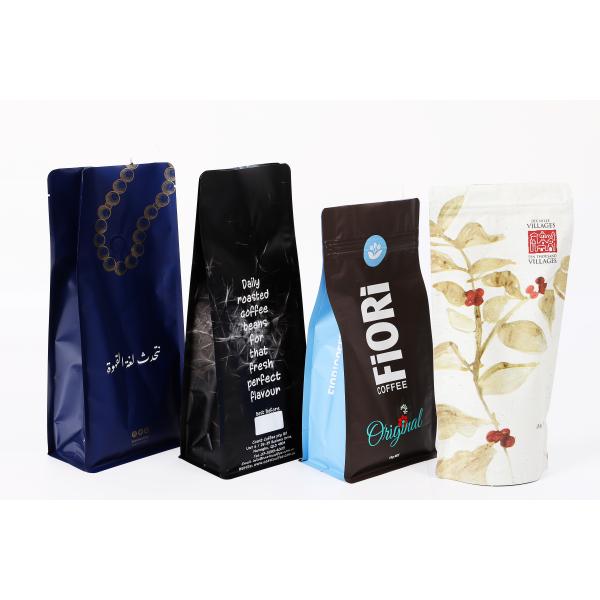 Customized Printed Flat Bottom Coffee Beans Packaging With Zipper