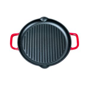 Customized Stove Top Grill Pan Enamel Coating With Two Handles