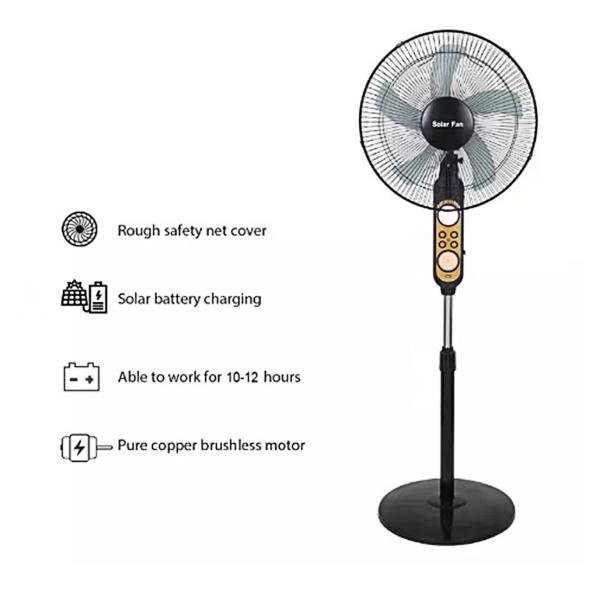 Buy 16 Inch Rechargeable Solar Charging Fan 12v Standing Battery Emergency With Panel Pedestal at wholesale prices