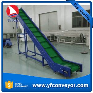 Elevating Belt Conveyor with Baffes and Skirts