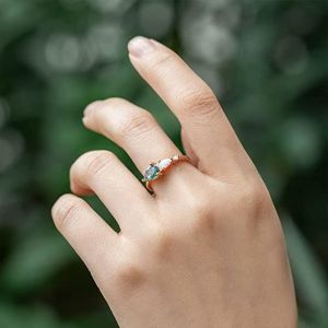 Green Genuine Moss Agate Ring , Gemstone Beautiful Women Ring