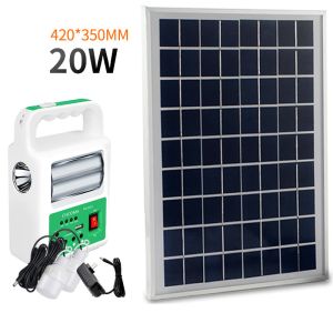 Portable Solar Power Bank Panel 2 LED Lamp with USB Cable Battery Charger