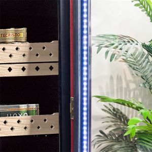 Quality Automatic Humidification Red Solid Wood Electric Cigar Cooler Humidor With Lock for sale