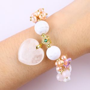 Handmade Gemstone Beaded Bracelet Natural White Turquoise Stone Bracelet