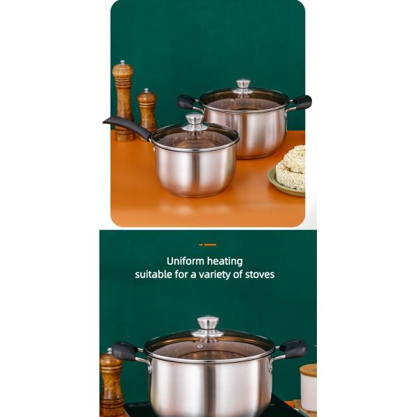 Wholesale Top Seller Double Bottom Induction Stew Pot Shabu Pot Stainless Steel Cooking Stock Soup Pot