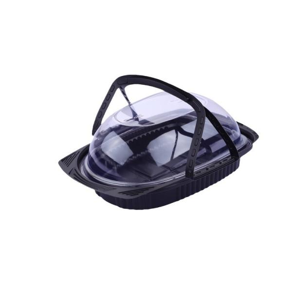 Disposable Transparent PP Roast Chicken Box Fog Resistant Lid With Handle