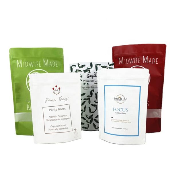 Buy Biodegradable Customized Logo 100g 250g Tea Coffee Dry Fruit Packaging Bag RecyclableStand Up Pouch at wholesale prices