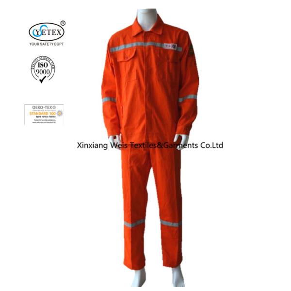 Buy Orange 100 Cotton EN14116 EN11612 Fire Retardant Suit at wholesale prices