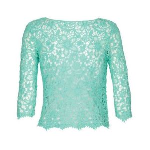 Lace Long Sleeve Ladies / Womens Shirts Blouses Green / White / Black