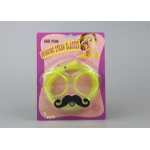Multi Color Glasses Drinking Straws With Novelty Mustache Decoration