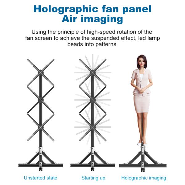 Splice Function 1800 Brightness LED Fan 3D Hologram Projector for Wall Display