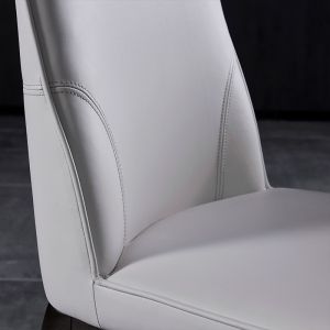 Elegant Luxury White Leather Dining Room Chairs With Wooden Legs
