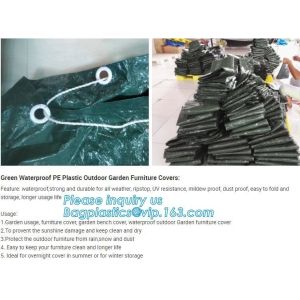 Green Waterproof pe plastic outdoor garden furniture covers,lounge bench covers