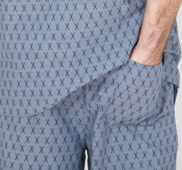 Custom Printed Mens Luxury Sleepwear Chambray Short Sleeve Button Through Shirt