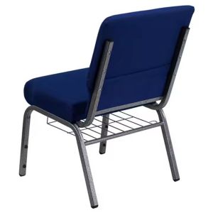 Quality Navy Blue Fabric Stacking Church Chairs with Iron Frame for sale