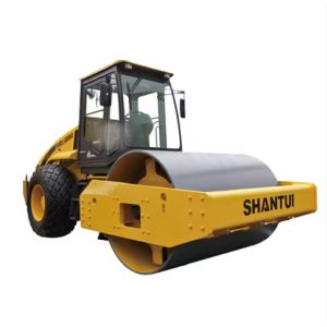 Yellow road rolling construction vehicleShantui SR12P-5 Single Drum 10ton