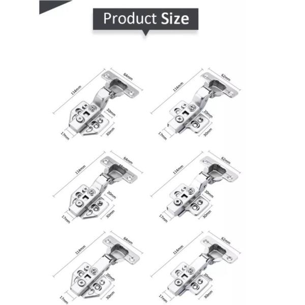 Soft Closing 35mm Cup Butterfly Plate Cabinet Door Hinges 3D Clip On Hydraulic Hinge