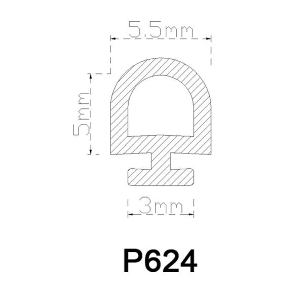 Noise Reduction Pvc Rubber Seal Black Slot Type Strips For Aluminium Profile