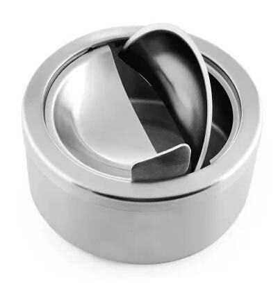 Stainless Steel Cigarette Ashtray Lid Silver Windproof Ashtray