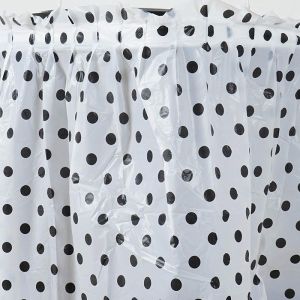 Polka Dot Pattern Disposable Plastic Table Skirts With Adhesive Backside
