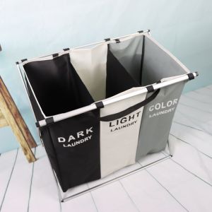 Multiscene Sortable Dirty Clothes Organizer , Ultralight 3 Basket Laundry Hamper