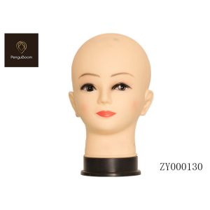 Soft Rubber Standing Bald Mannequin Head With Shoulders Eyelash