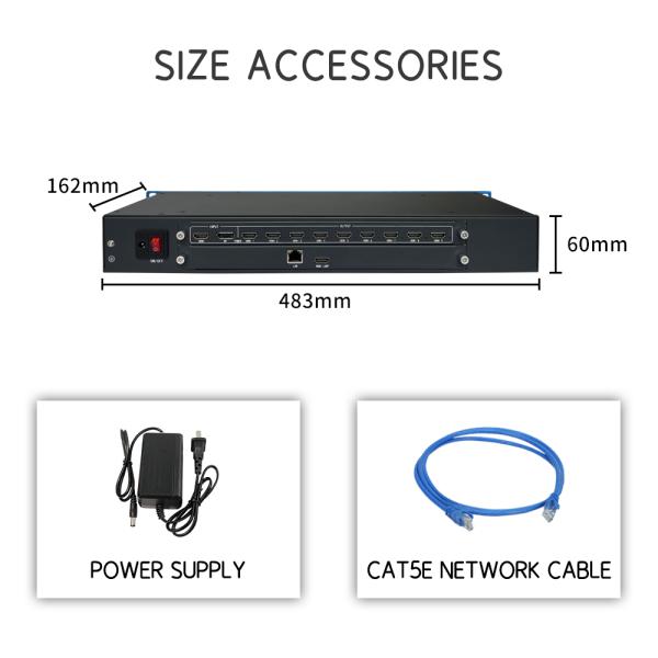 70mm W ×140mm D ×25mm H Multi-Screen Video Wall Processor with RS232/RS485/TTL