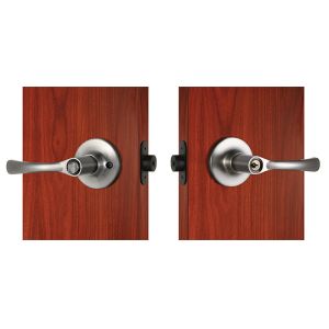 Polished Security Tubular Lock Set Satin Nickel Lever Handle