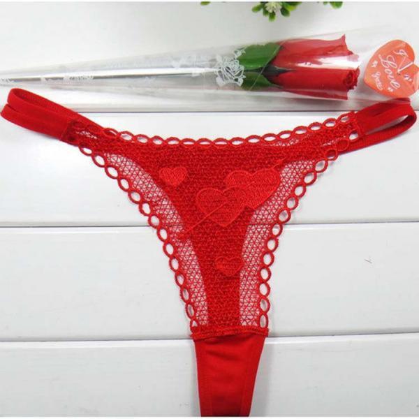 Red Lace Sexy Rose Panties Free Size Underware Logo Customized