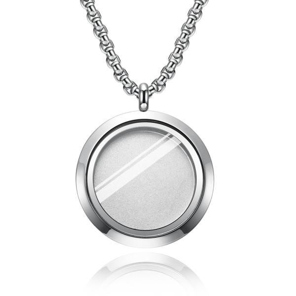 Stainless Steel Retro Round Coin Hammered Pendant Necklace for Men and Women