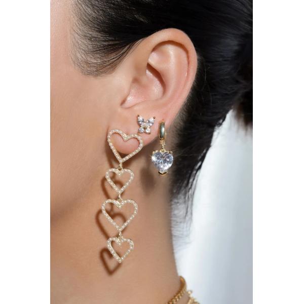 Classic Style 925 Sterling Silver Gold Plated Cubic Zirconia Butterfly Stud Earrings