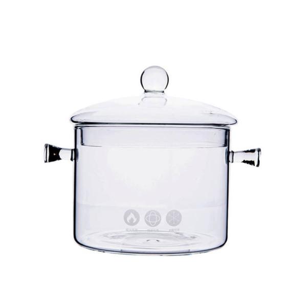 Buy Borosilicate Heat Resistant 1500ml Saucepan Glass Cooking Pot at wholesale prices